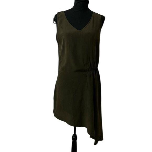 Haute Hippe Olive Green 100% Silk Tunic/Top/Dress(Size Medium) - Picture 4 of 8